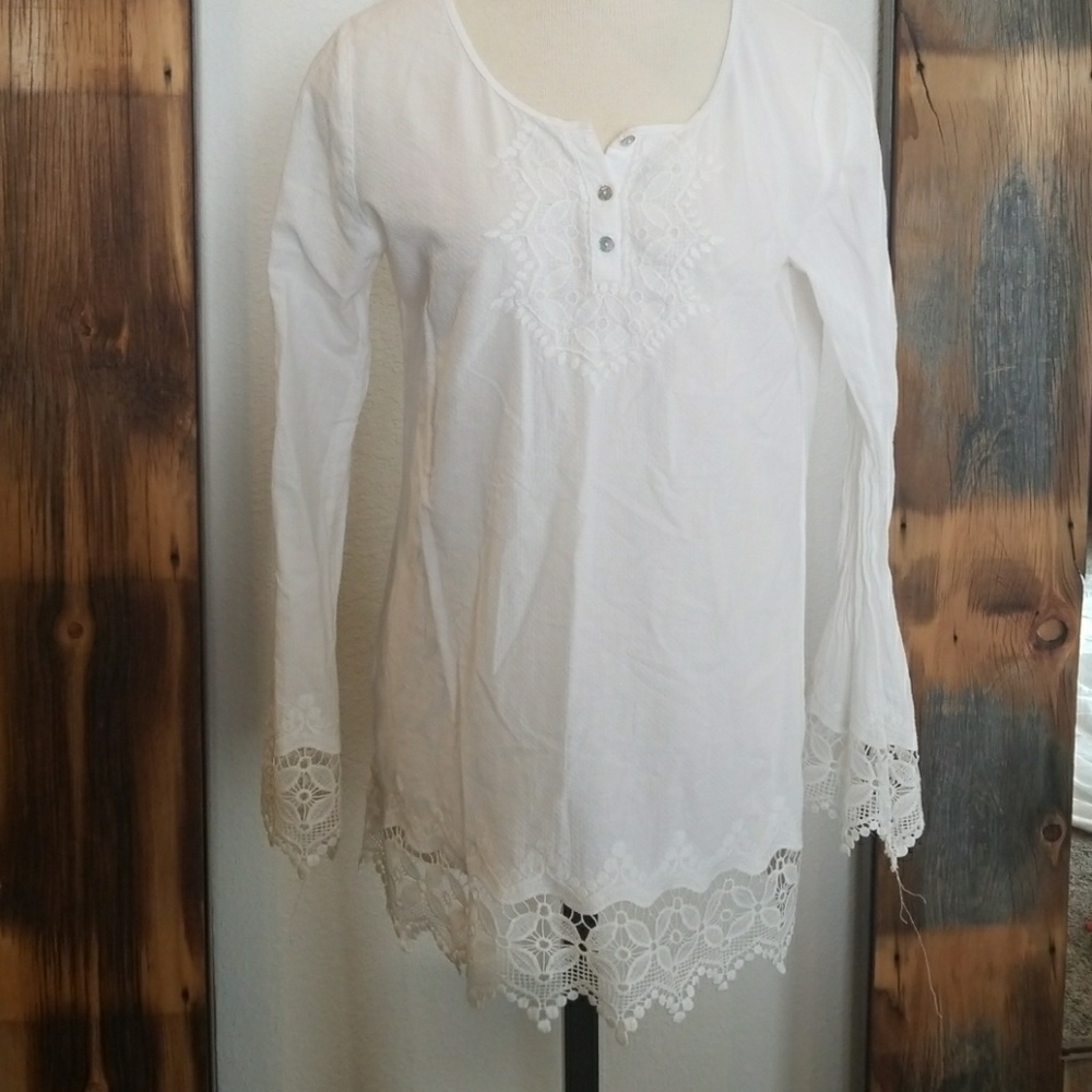 MAX STUDIO White cotton lace tunic/cover up M